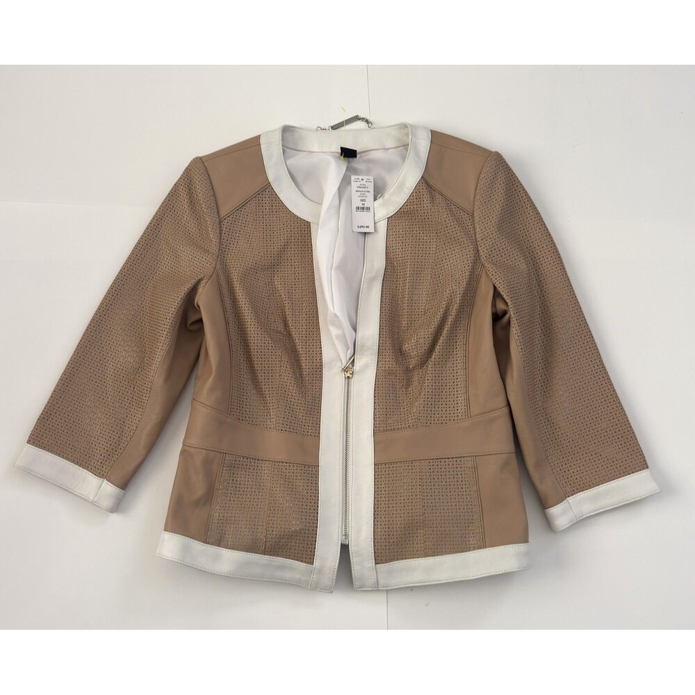 NEW! White House Black Market Leather Women's Perforated Jacket Size M $450